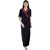 Fashion Zilla Black Satin Designer Floral Nighty With Gown Set
