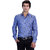 25th R Mens Blue Checks-Yellow Dots Cotton Blend Slim Fit Formal Shirt