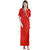 Fashion Zilla Red Satin Designer Floral Nighty With Gown Set