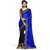Kaamiri Blue And Black Printed And Border Work Saree
