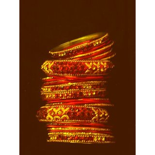 Buy Red Bridal Set Of Bangles 2 Broad Kangan 4 Slim Kangan 12 Red 12 Golden Online 550 From Shopclues They can also wear it on a regular basis. bridal set of bangles 2 broad kangan