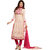 Ethics fashion Voguish Cream  Pink Coloured Embroidered  Salwar Kameez