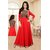 BanoRani Red Faux Georgette Work Anarkali Full Sleeves Semi Stitched Gown Jacket