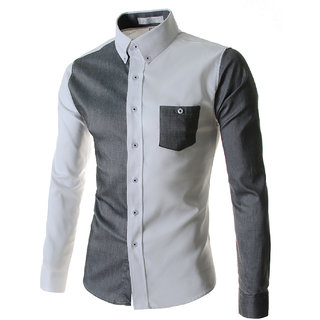 Buy Designer shirt in white and grey color combination 008 Online ...