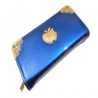 Stylish beautiful ladies purse wallet clutch blue colour with apple design
