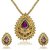 Kriaa Gold Plated Multicolor Alloy Pendant With Chain  Earrings For Women