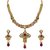 Kriaa Austrian Stone Gold Finish Purple Necklace Set - 2101504