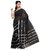 Parchayee Black Cotton Striped Saree With Blouse