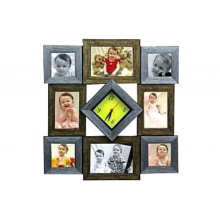 9 In 1 Collage Photo Frame With Clock