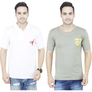 Stylogue Pack of 2 Men's Multicolor Round Neck T-Shirt