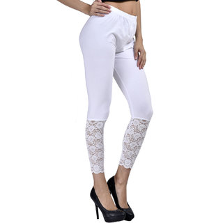 Buy Designer Leggings, Half Net Capri By Visach-White Online @ ₹499 from  ShopClues