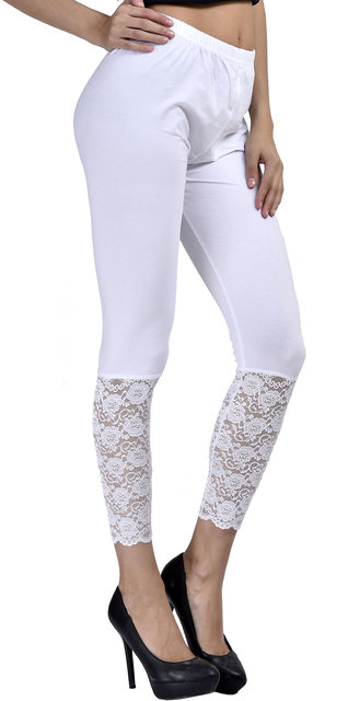 Buy Designer Leggings, Half Net Capri By Visach-White Online @ ₹499 from  ShopClues