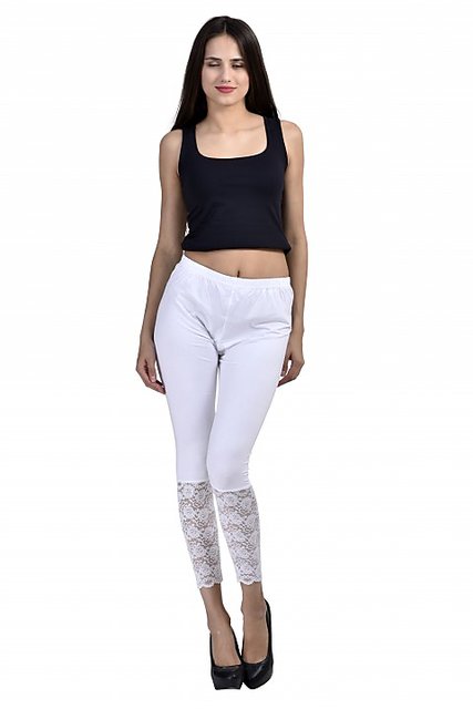 Buy Designer Leggings, Half Net Capri By Visach-White Online @ ₹499 from  ShopClues