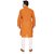 Orange  White Cotton Plain Kurta  Pyjama Sets For Men