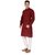 Trustedsnap Men's Red & White Cotton Plain Kurta Pyjama Set