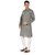 Grey  White Cotton Plain Kurta  Pyjama Sets For Men