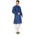 Trustedsnap White & Blue Cotton Plain Kurta Pyjama Sets For Men