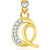 VK Jewels Alphabet Collection Initial Pendant Letter Q Gold and Rhodium Plated - P1752G VKP1752G