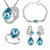Blue Crystal Jewerly Sets Full CZ 925 Silver Wedding Accessories Ruby