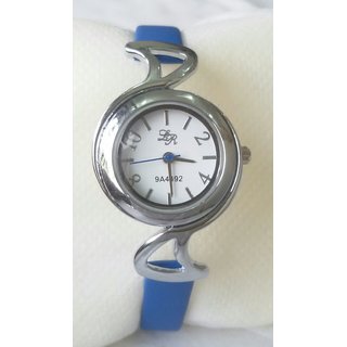 Louis Renee Blue Strap Stainless Steel Case Womens Watch with Gift Pouch