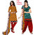 Khushali Presents 2 Top 1 Bottom 1 Dupatta Dress Material(Yellow,Brown,Rama)