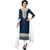 Khoobee Presents Embroidered Glaze Cotton Dress Material (Navy Blue,White)