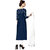 Khoobee Presents Embroidered Glaze Cotton Dress Material (Navy Blue,White)