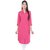 Mystique India Pink 3/4 Sleeve Chinese Collar Khadi Long Kurti For women