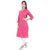 Mystique India Pink 3/4 Sleeve Chinese Collar Khadi Long Kurti For women