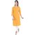 Mystique India Yellow 3/4 Sleeve Chinese Collar Khadi Long Kurti For women