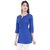 Mystique India Blue 3/4 Sleeve Round Neck Cotton Short Kurti For women