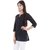 Mystique India Black 3/4 Sleeve Round Neck Cotton Short Kurti For women