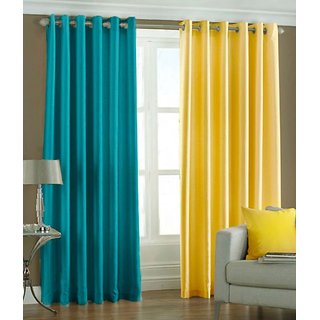Iliv Aqua Yellow Solid Eyelet Door Curtain Set Of 2 Online Iliv Aqua Yellow Solid Eyelet Door Curtain Set Of 2 Online Get 11 Off