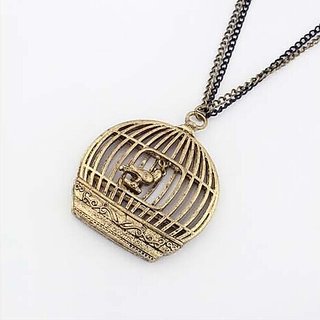 Download Buy WF Vintage Bird Cage Pendant Necklace Two Layer Chain ...