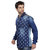 Seven Stitches Mens Denim Print Blue Slim Fit Shirts