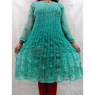 Shop Georgette Chikan Anarkali Kurti Size 40 Online Shopclues Buy beautifully handcrafted chikankari kurtis, chikankari tops on various materials like cotton, malmal, pure cotton, rayon, georgette. georgette chikan anarkali kurti size 40