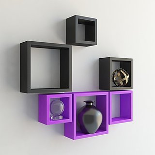 Buy Floating Wall Shelf Rack Set Of 6 Nesting Square Wall Shelves ...
