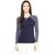 Hypernation Round Neck Light Blue Body With Navy Sleeves Cotton T-shirt