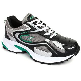 sparx men's sports running shoes black green