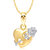 VK Jewels Rose in Heart Shape Gold and Rhodium Plated Pendant - P1340G VKP1340G
