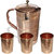 Rime India() Pure Copper Luxury Water JUG with 3 Copper Hammered Glass Ayurvedic Healing