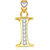VK Jewels Alphabet Collection Initial Pendant Letter I Gold and Rhodium Plated - P1744G VKP1744G