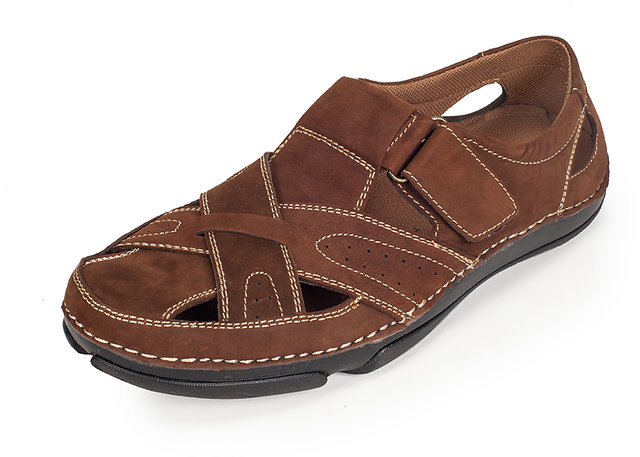 Buy British Walkers Tan Brown Leather Casual Sandal for Men Online at  Khadims | 50531350531