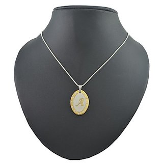 Diovanni A Alphabet Gold-Plated Pendant (With Silver Plated Chain)