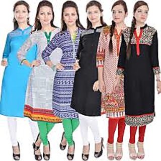 Buy 1 Stop Fashion Women's Crepe Straight Kurta  (530059-0023-0098-0114-0094-0021-S_Multicolor_S) at Amazon.in