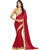SARA BY ME Red Georgette Plain Saree With Blouse