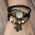 Vintage Watches for Women Genuine Leather Watch Bracelet Wristwatch BLACK butterfly