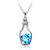 Drift Bottle Shaped Heart Filled Crystal Pendant Clavicle Chain Necklace (Blue)