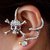 WF Silver Crystal Skulll Cuff Earring Single Clip Stud Earring Jewelry