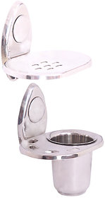 Glass Holder(Tumbler)  Soap Dish Combo (Stainless Steel)